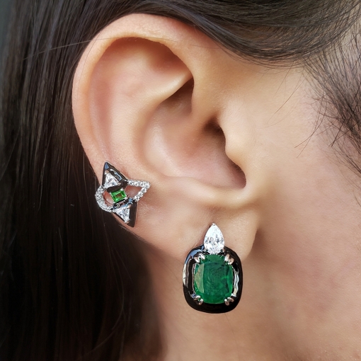 Piercing fake linha resina triângulos, retângulo e microzircônia