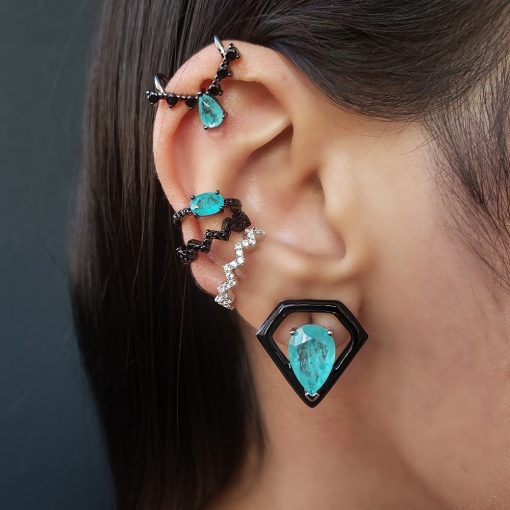 Piercing fake em prata oval fusion premium