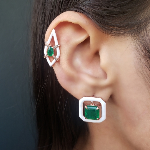Piercing fake linha resina losango com gota