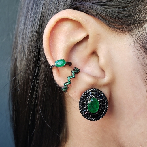 Piercing fake em prata oval fusion premium