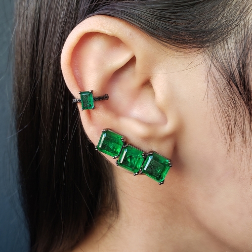 Brinco ear cuff 3 quadrados G