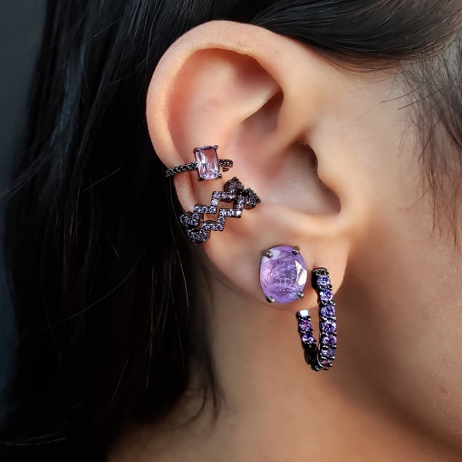 Piercing fake em prata retângulo fusion premium