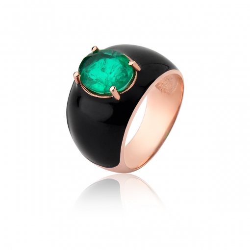 Anel prata oval fusion resinado
