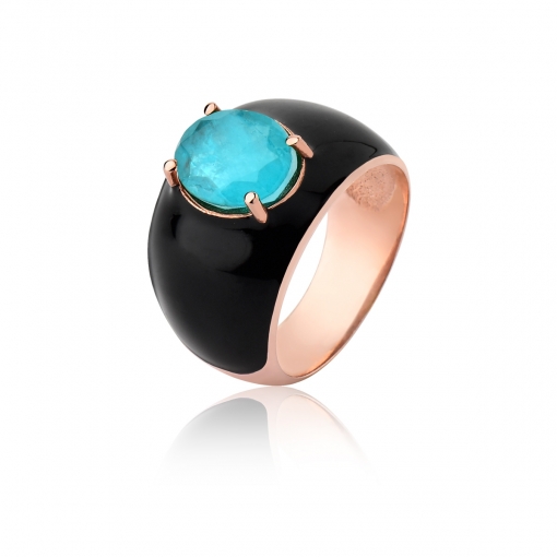 Anel prata oval fusion resinado