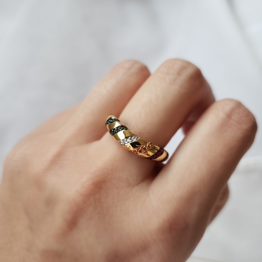 Anel espiral com zircônias