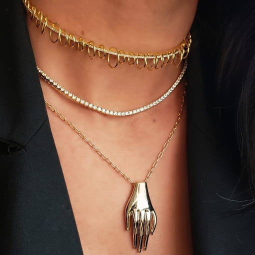 CHOKER  BANHADO AROS E FECHO SILICONE