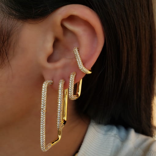 Piercing fake folheado retangular