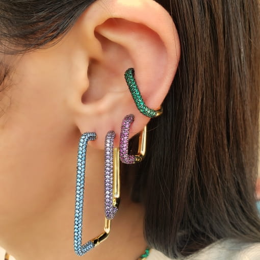 Piercing fake folheado retangular