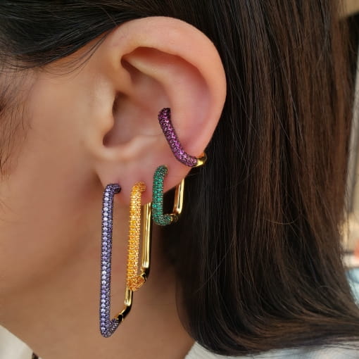 Piercing fake folheado retangular