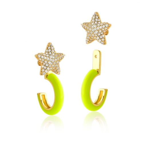 Brinco argola resinada com estrela