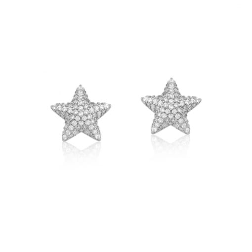 BRINCO FOLHEADO BANHADO ESTRELA CRAVEJADA ZIRCÔNIA