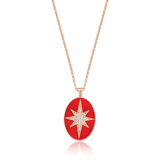 COLAR PRATA925 MEDALHA OVAL ESTRELA RESINADA