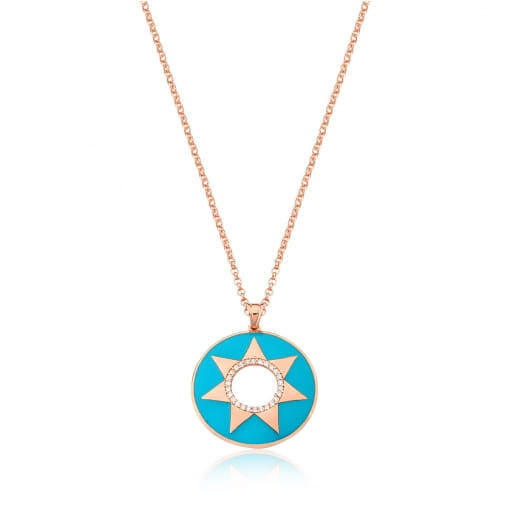 COLAR PRATA925 MEDALHA RESINADA SOL