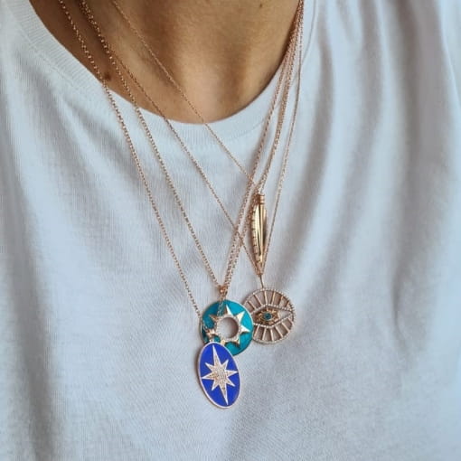 COLAR PRATA925 MEDALHA RESINADA SOL