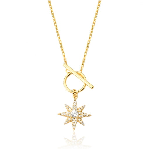 COLAR PRATA925 BANHADO ESTRELA CRAVEJADA