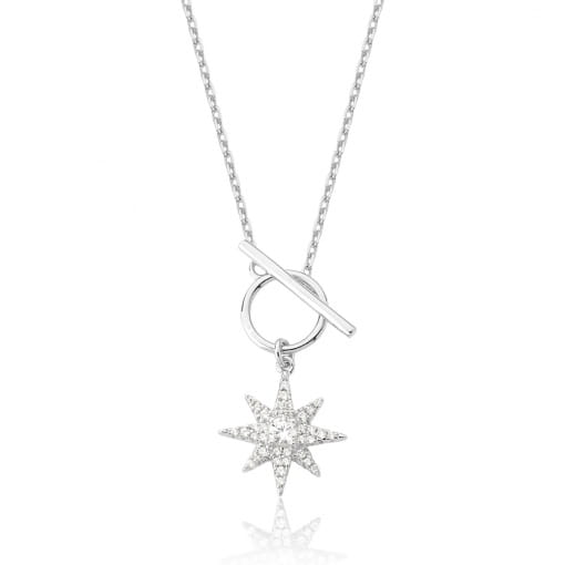 COLAR PRATA925 BANHADO ESTRELA CRAVEJADA