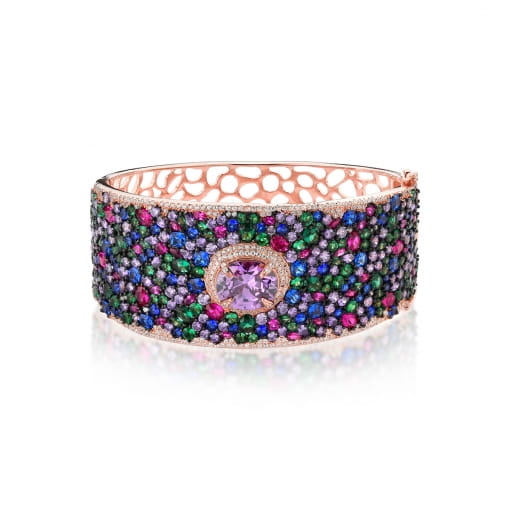 BRACELETE PRATA925 CRAVEJADO COM ZIRCÔNIA OVAL NO MEIO
