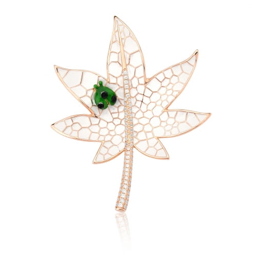 BROCHE PRATA925 FOLHA RESINADO