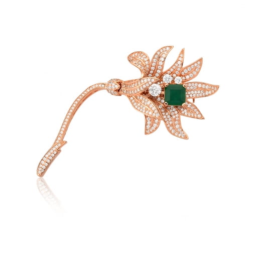 BROCHE PRATA925 FLOR CRAVEJADA E PEDRA FUSION
