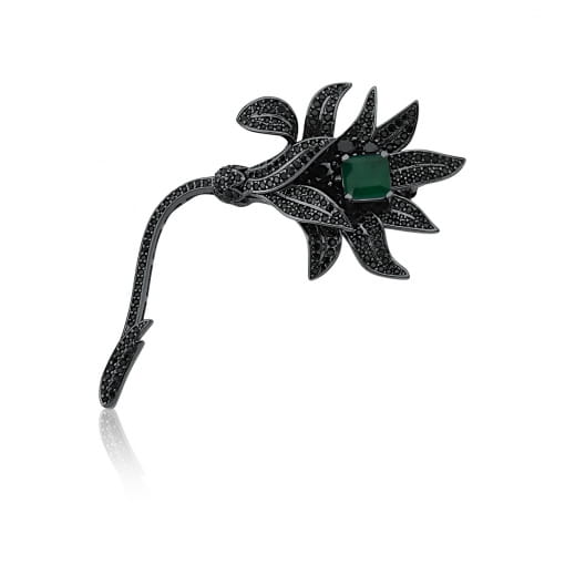 BROCHE PRATA925 FLOR CRAVEJADA E PEDRA FUSION