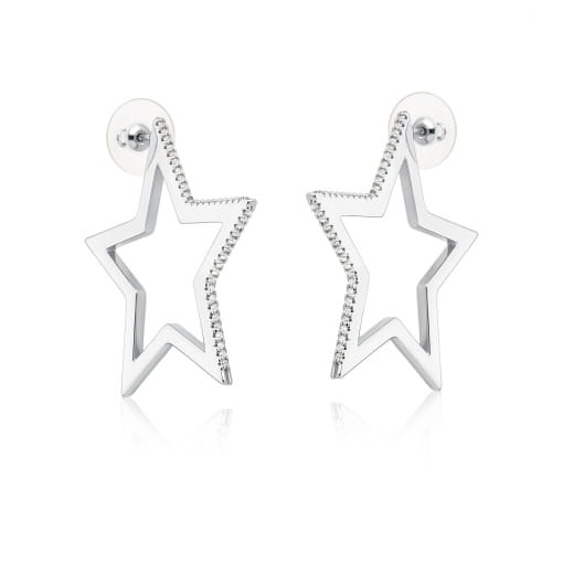 BRINCO FOLHEADO ARGOLA ESTRELA FRONTAL