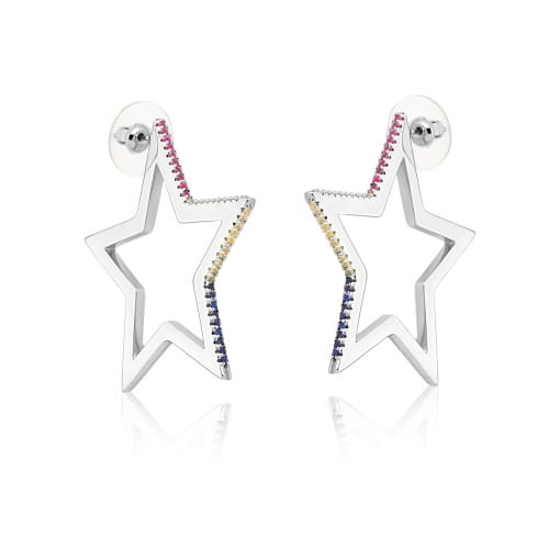 BRINCO FOLHEADO ARGOLA ESTRELA FRONTAL