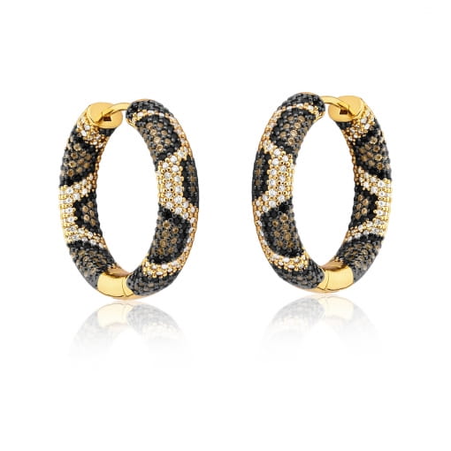 BRINCO FOLHEADO ARGOLA CRAVAÇÃO ANIMAL PRINT