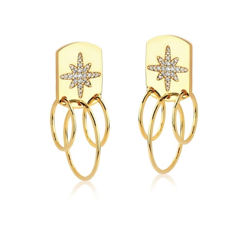 BRINCO BANHADO PLACA ESTRELA COM 3 ARGOLAS