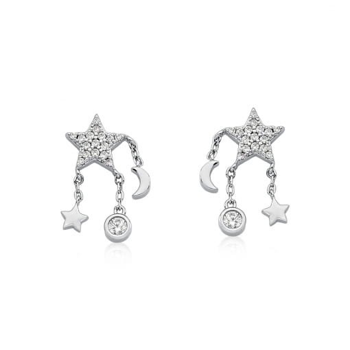 BRINCO FOLHEADO ESTRELA CRAVEJDA COM PINGENTES