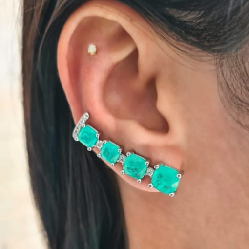 BRINCO FOLHEADO EARCUFF QUADRADOS FUSION