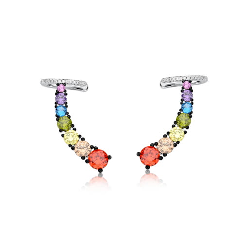 BRINCO FOLHEADO EARCUFF CURVA RAINBOW