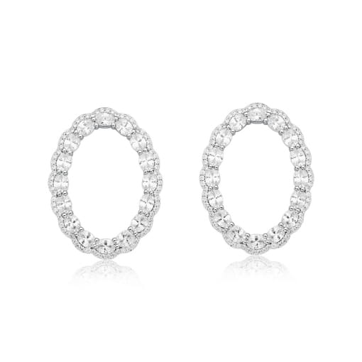 BRINCO FOLHEADO OVAL CARREIRA DE ZIRCÔNIA