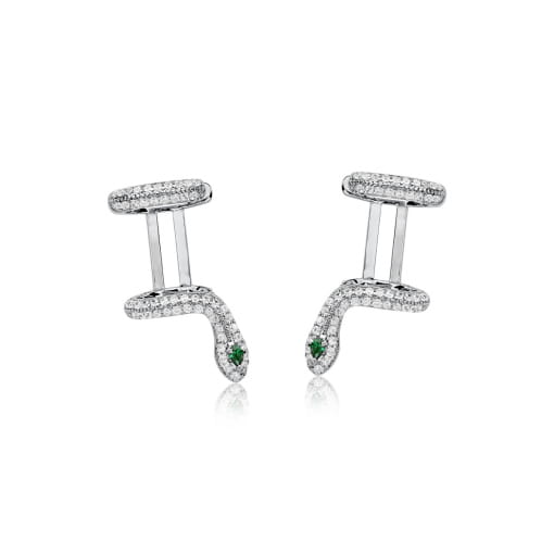 BRINCO FOLHEADO PIERCING SERPENTE CRAVEJADO COM GOTA