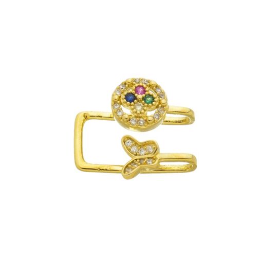 PIERCING DUPLO CRAVEJADO BORBOLETA E BOLA