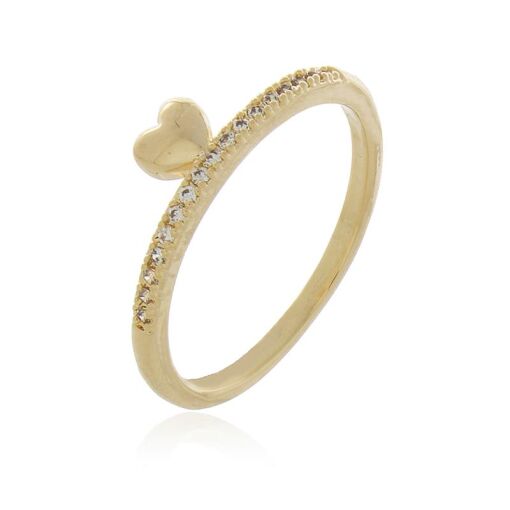 ANEL CRAVEJADO CORAÇÃO LISO