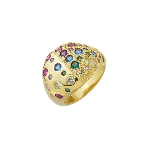 ANEL CORAÇÃO CRAVEJADO COLORIDO