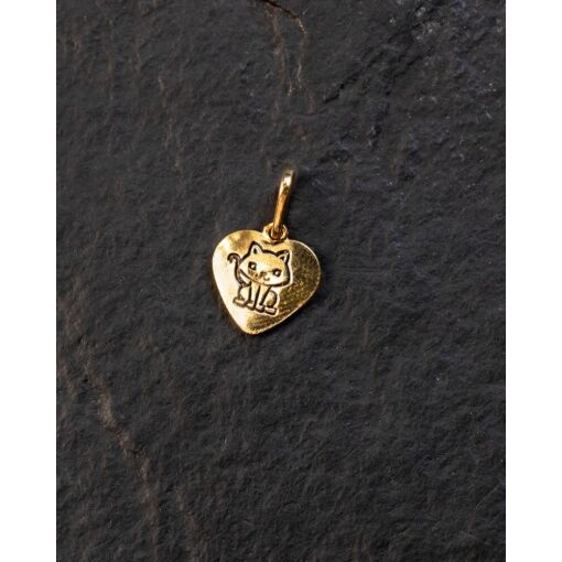 Pingente Banhado A Ouro 18K Coração Gatinho