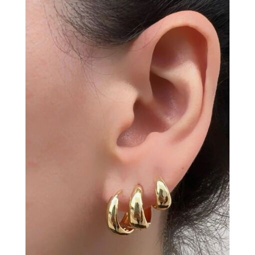 Brinco Banho De Ouro 18K Argola Lisa 14MM