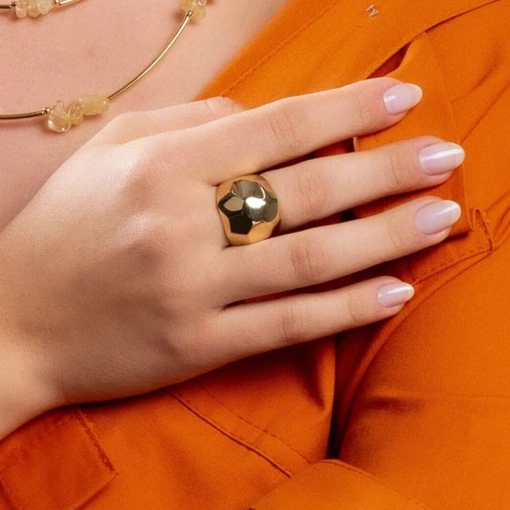 Anel Banho de Ouro 18k Facetado