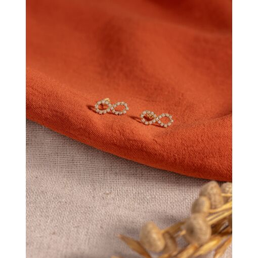 Brinco Ouro 18K Infinito Com Zircônia Branca