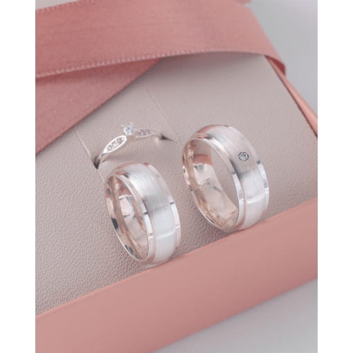 Par De Alianças Prata 925 Abaulada 7.5MM