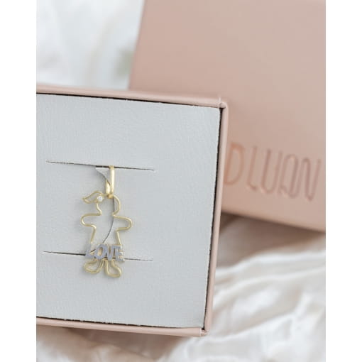 Pingente Ouro 18K Menina Love Com Zircônia Branca