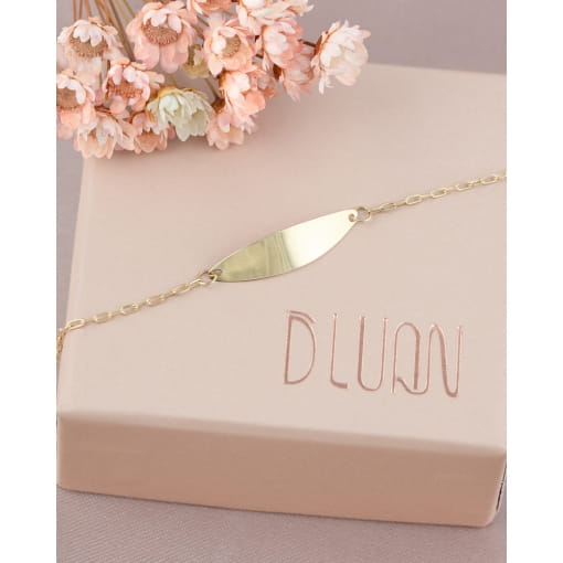 Pulseira Infantil Ouro 18K Chapa Oval Com Opção De Gravação