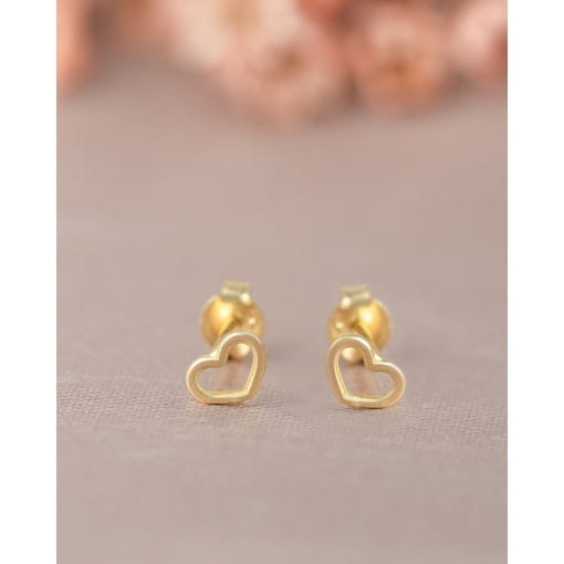 Brinco Ouro 18K Coração Vazado 5mm