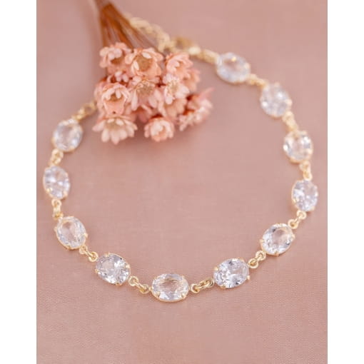 Pulseira Banho De Ouro 18K Com Zircônia Branca Oval