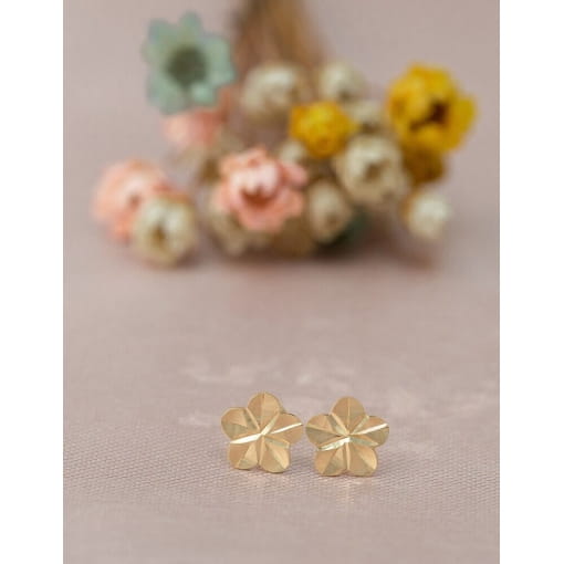 Brinco Ouro 18K Infantil Tarraxa Baby Flor
