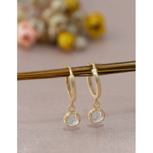 Brinco Ouro 18K Infantil Argola Com Zircônia Branca