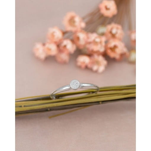 Anel Solitário Ouro Branco 18K Chuveiro Com Zircônia Branca