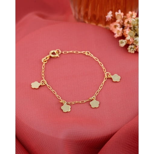 Pulseira Infantil Banho De Ouro 18K Flores