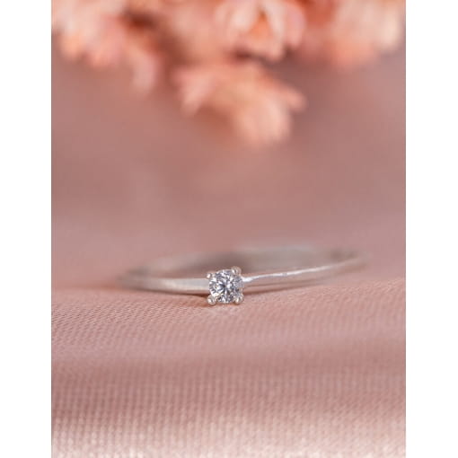 Anel Solitário Prata 925 Com Zircônia Branca